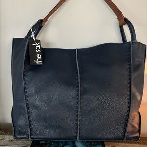 The Sak Dark Blue Leather Handbag